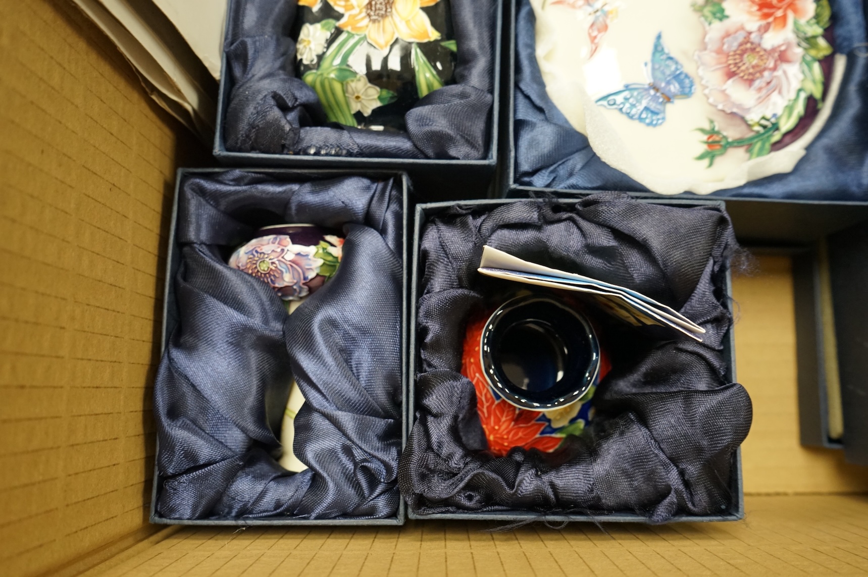A collection of mostly boxed tube line, ‘Old Tupton’ Ware, vases, boxes, figurines and jugs etc, tallest item 21cm high
